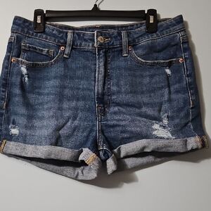 Old Navy Distressed High Rise OG Straight Blue Jean Shorts Size 12